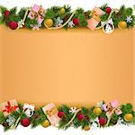 Vector Christmas Border with Paper Scroll isolated on white background