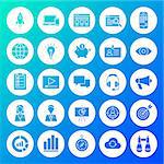 Startup Circle Solid Icons. Vector Illustration of Glyphs over Blurred Background.