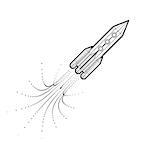 Launch of a space rocket in the drawing style. Vector illustration on white background