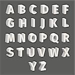 Isometric font set Isolated on grey background. Techno font with block letters. Vector illustration