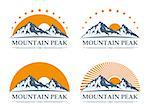 Set of mountain adventures logo and icons. Tourism, hiking, climbing, trekking and camping labels for tourism organizations, outdoor events and leisure activities.