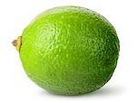 One whole ripe lime isolated on white background