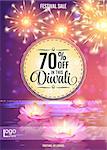 Diwali Festival Offer Poster Design Template with Lotus water lanterns and fireworks