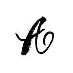Letter A. Handwritten by dry brush. Rough strokes font. Vector illustration. Grunge style elegant alphabet.