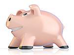 Piggy bank concept, Ceramic pig. 3D rendering illustration isolated on white background