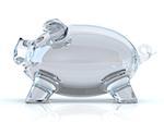 Empty glass piggy bank. 3D rendering illustration isolated on white background