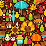 Thanksgiving Holiday Seamless Pattern. Flat Design Vector Background. Autumn Texture.