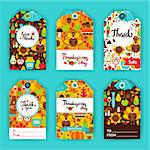 Thanksgiving Day Gift Labels. Vector Illustration of Fall Holiday Concept. Printable Badge Design.