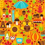 Thanksgiving Seamless Pattern. Vector Background. Autumn Holiday.