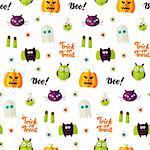 Boo Halloween Seamless Pattern. Vector Illustration of Holiday Background. Trick or Treat.