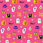 Halloween Boo Seamless Pattern. Vector Illustration of Holiday Background. Trick or Treat.