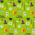 Halloween Party Seamless Pattern. Vector Illustration of Holiday Background. Trick or Treat.