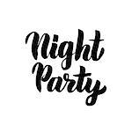 Night Party Lettering. Vector Illustration of Handwritten Calligraphy.