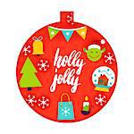 Holly Jolly Papercut Concept. Vector Illustration. Merry Christmas.