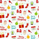 Seasonal Christmas Seamless Pattern. Vector Illustration. Winter Holiday Background.