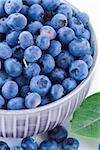 Fresh blueberries in a bowl, fruits on white background