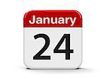 Calendar web button - The Twenty Fourth of January, three-dimensional rendering, 3D illustration