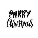 Hand drawn phrase Merry Christmas. Modern dry brush lettering design. Vector typography illustration. Holidays card