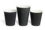 Black Disposable Paper Cups on White Background