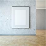 blank picture on the wall, 3d rendering