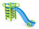 Blue green children slide 3D render illustration isolated on white background