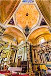 Ceilings and altar of the ornate baroque interior of the Basilica of Our Lady of Guanajuato, Guanajuato City, Mexico