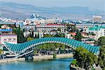 Peace Bridge over the Mtkvari Rver, designed by Italian architect Michele de Lucci, Tbilisi, Georgia, Caucasus, Asia