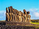 Moais in Ahu Tongariki, Rapa Nui National Park, UNESCO World Heritage Site, Easter Island, Chile, South America