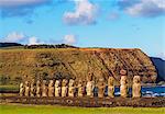 Moais in Ahu Tongariki, Rapa Nui National Park, UNESCO World Heritage Site, Easter Island, Chile, South America