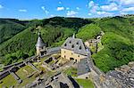 Bourscheid Castle in the Valley of Sauer River, Canton of Diekirch, Grand Duchy of Luxembourg, Europe