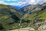 Gletsch with Rhone River, Grimsel and Furka Pass Roads, Canton of Valais, Switzerland, Europe