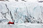 Zodiac trip for tourists, Hornbreen Glacier, Spitsbergen, Svalbard, Arctic, Norway, Europe