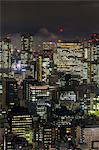 Downtown city buildings at night, Tokyo, Japan, Asia