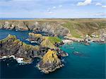 Rocky coastline and beaches at Kynance Cove, the Lizard, Cornwall, England, United Kingdom, Europe