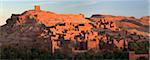 The ancient mud brick buildings of Kasbah Ait Benhaddou bathed in golden morning light, UNESCO World Heritage Site, near Ouarzazate, Morocco, North Africa, Africa