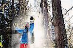 Skier celebrating in snow