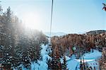 Ski lift over Alps, Gressan, Aosta Valley, Italy, Europe