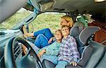 Family on road trip relaxing in campervan, Bonito, Mato Grosso do Sul, Brazil, South America