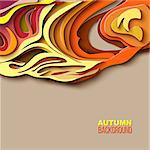 Autumn tree. Abstract paper cut design nature background.