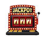 Red slot machine wins the jackpot Isolated on white background. Casino big win slot machine vector illustration EPS 10