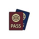 Passport icon flat on white background