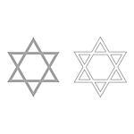 Jewish star of David grey set it is icon . Flat style .