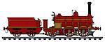 Hand drawing of a vintage red steam locomotive