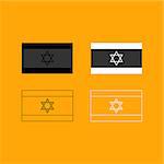 Flag of Israel it is set black and white icon .