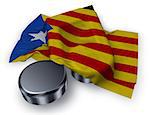 music note symbol symbol and flag of catalonia - 3d rendering