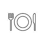 Plate and cutlery line icon on white background