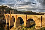 Roman bridge of Alcantara. Dates from de II century B.C. It was very important over the history as a strategic point to cross the Tagus river during Roman domination period in Spain. Caceres, Extremadura