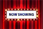 Cinema movie poster design. Theater sign or cinema sign on curtain with spot light frame. vector illustration EPS 10