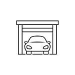 Car on garage line icon