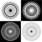 Rotation circular lines patterns. Circle design elements set. Vector art.